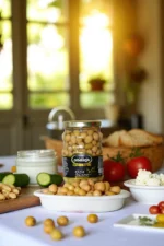 çizik yeşil zeytin cam kavanoz