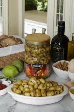 ızgara yeşil zeytin cam kavanoz