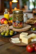 ızgara yeşil zeytin cam kavanoz