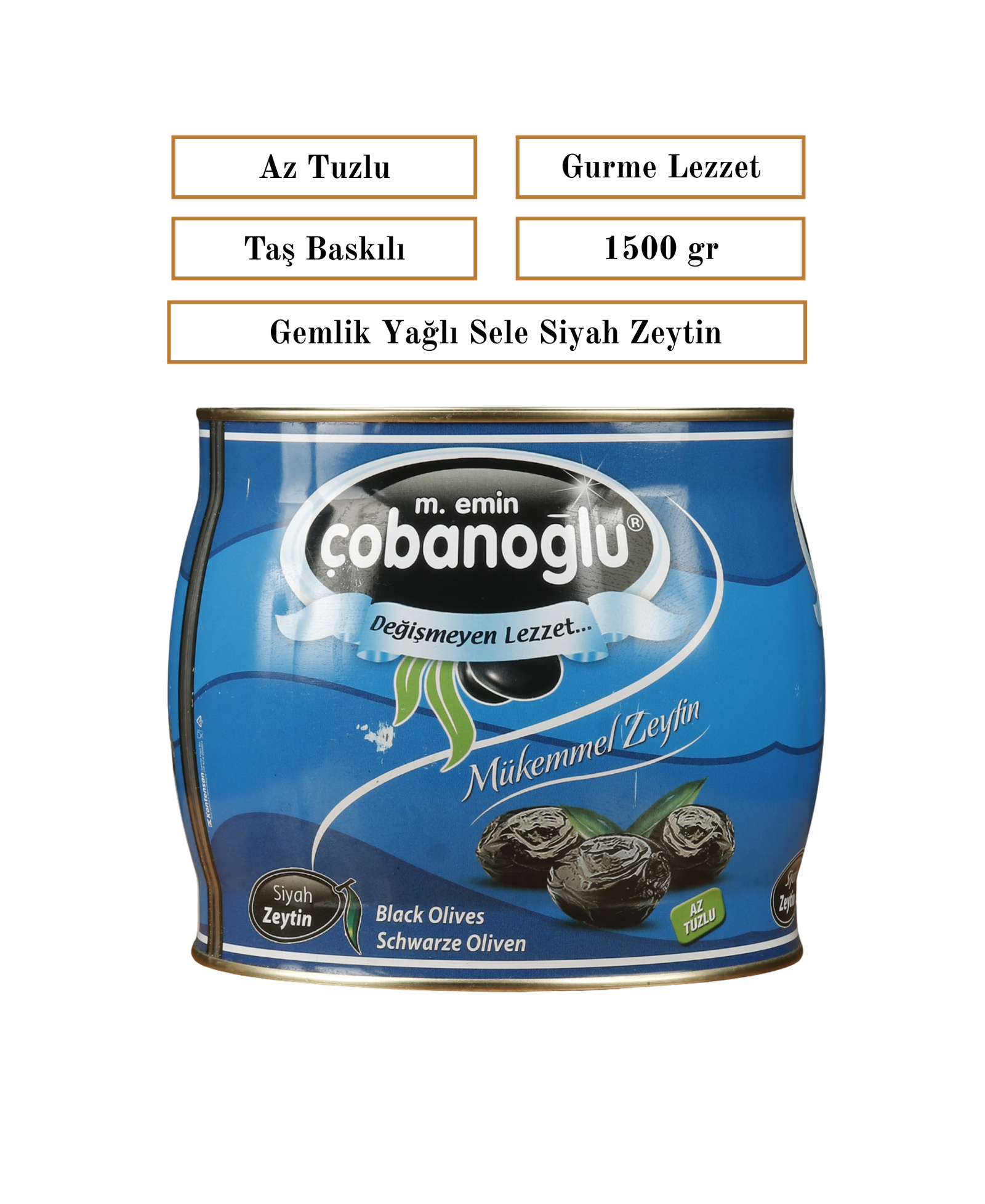 1.5kgg Gemlik Yağlı Sele Siyah Zeytin, Sofralık Boy, Net: 1.5 kg - Görsel 1